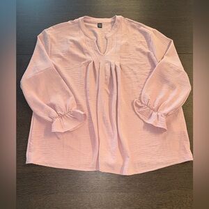 SHEIN Women Light Pink Blouse with Ruffle Sleeves V-Neck Size XL